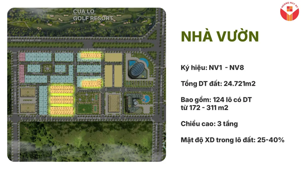 mặt bằng nhà vườn cửa lò beach villa